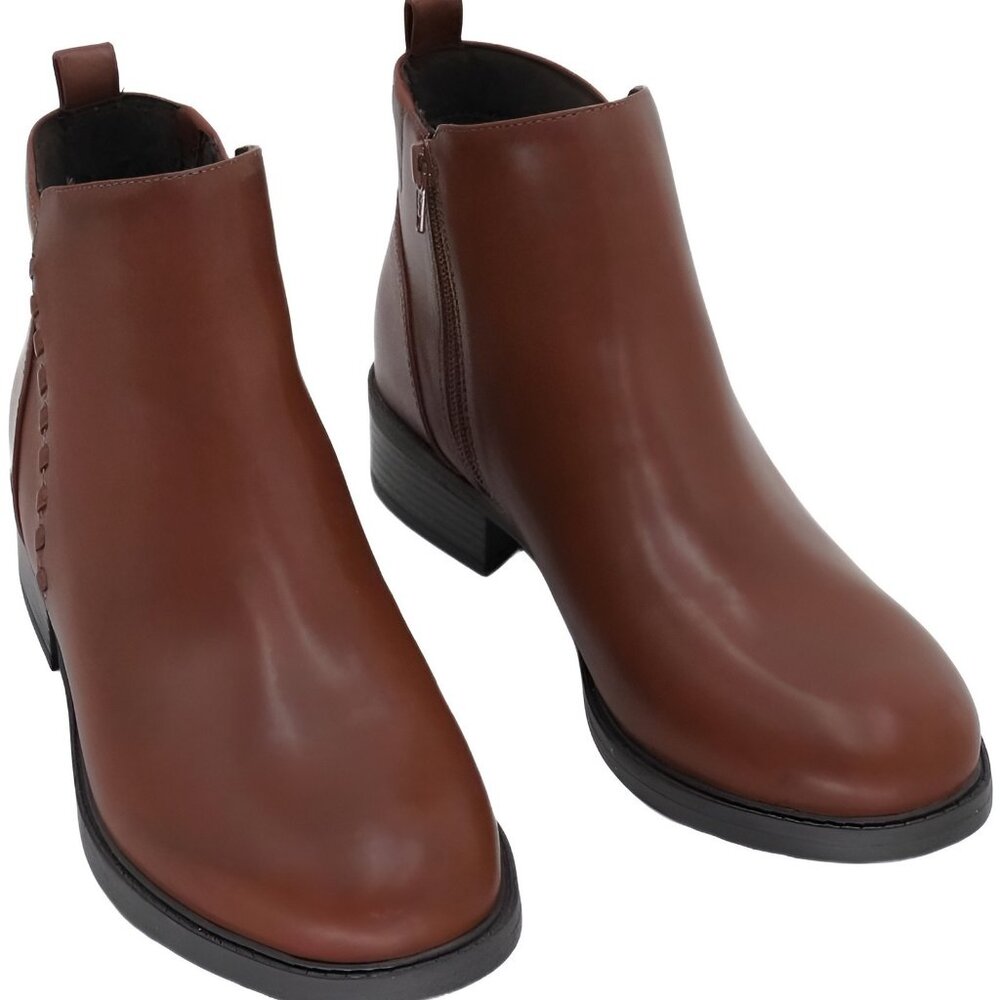 Easy Spirit Lorand Almond Toe Block Heel Ankle Boots Cognac Us 10